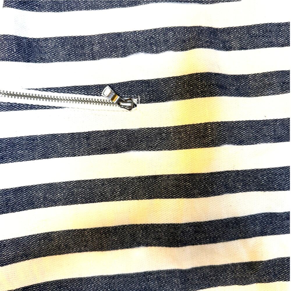 Ann Taylor Women's Size 4 Navy White Striped Linen Blend Pencil Skirt Zip - Picture 8 of 8
